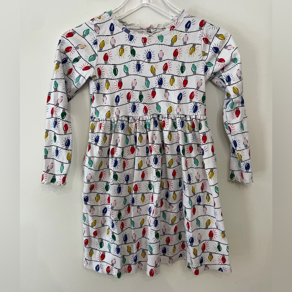 Hanna Andersson Holiday Print Rib Dress Long Sleeve Christmas Girls US 8 130